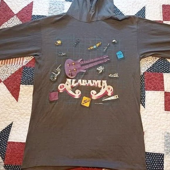 VTG 80'S ALABAMA Band RARE‎ Medium Single Stitch Long Sleeve Hoodie Made In USA - Picture 1 of 10